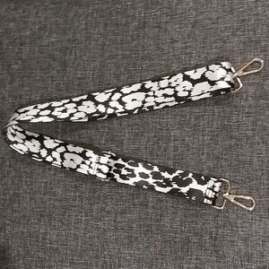 Adjustable Black and Black Leopard Print Strap with Gold Hardware